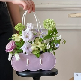 Ceramic Handheld Flower Basket, Bag, Vase, Ins Style, High Beauty, Luxury Feeling, Flower Shop Gift, Creative Art Flower Arrangement Device
