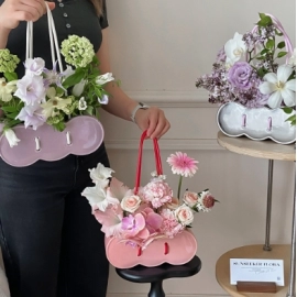 Ceramic Handheld Flower Basket, Bag, Vase, Ins Style, High Beauty, Luxury Feeling, Flower Shop Gift, Creative Art Flower Arrangement Device