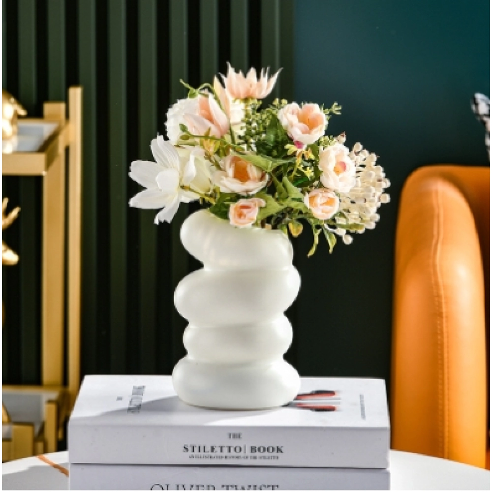Plastic Spiral Vase Nordic Creative Flower Arrangement Container Decoration Dry and Wet Flower Vase Imitation Glaze and Porcelain Flower Pot