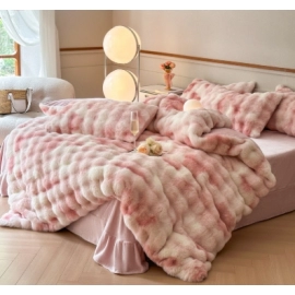 Winter Thick Warm Solid Color Milk Velvet 4-piece ..